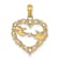 14K Yellow Gold Polished Love Birds in Heart Pendant