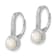 Rhodium Over Sterling Silver Freshwater Cultured Pearl and CZ Halo
Leverback Dangle Earrings