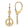 14k Yellow Gold Textured Peace Symbol Earrings