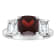 8mm Square Cushion Garnet And White Topaz Rhodium Over Sterling Silver Ring