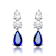 Sapphire Color CZ Drop Earrings In Sterling Silver