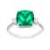 Lab Created Emerald and Moissanite Rhodium Over Sterling Silver 3-Stone Ring