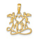 14k Yellow Gold Polished and Textured Mom with Heart and Angels Pendant
