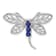 Rhodium Over Sterling Silver Sapphire Dragonfly Slide Pendant