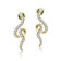 Emerald Color CZ Snake Drop Earrings In 14K Gold Over Brass