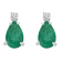 7x5mm Pear Shape Emerald with Diamond Accents 14k White Gold Stud Earrings