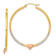 14k Tri-color Gold 1 3/4" Diamond-Cut and Brushed Heart Hoop Earrings