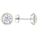 Yellow and White CZ Halo Stud Earrings In Yellow Gold and Sterling Silver