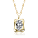 Square CZ Wavy Pendant Necklace In 14K Gold Over Sterling Silver