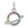 Rhodium Over Sterling Silver Multi-color Crystal Planet Children's Pendant