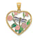 14k Yellow Gold Enamel Dragonfly and Flower in Heart Charm