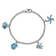 Rhodium Over Sterling Silver Lab Created Opal Fish and Shells Charm Bracelet