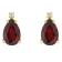 8x5mm Pear Shape Garnet with Diamond Accents 14k Yellow Gold Stud Earrings