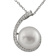 11-12mm Button White Cultured Freshwater Pearl and CZ Rhodium Over
Sterling Silver Pendant