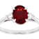 Red Garnet And Lab-Grown Diamond Three-Stone Ring In Sterling Silver