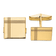 14K Yellow Gold Men's Square with Line Design Cuff Links