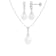 7-8mm Drop White Freshwater Pearl and CZ Rhodium Over Sterling Earring
and Pendant W/Chain Set