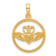 14k Yellow Gold Polished and Textured Circle Claddagh Pendant