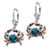 Rhodium Over Sterling Silver Enameled Blue Crab Leverback Earrings