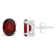 8x6mm Oval Garnet Rhodium Over Sterling Silver Stud Earrings