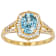 Blue Zircon And White Zircon Oval Ring In 18K Gold Over Sterling Silver 2.23ctw