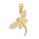 14k Yellow Gold Satin and Diamond-Cut Dragonfly Pendant