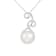 9-10mm Button White Cultured Freshwater Pearl and CZ Rhodium Over
Sterling Silver Pendant