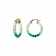 14K Yellow Gold Over Sterling Silver Painted Mini Rope Hoops in Green