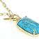 Turquoise Rectangular Cushion Pendant On Paperclip Chain In 18K Gold
Over Sterling Silver