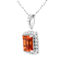 Peach Orange Lab Created Padparadscha Sapphire and Moissanite Sterling
Silver Necklace with chain