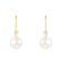 14k Yellow Gold Leverback Earring with 6mm Freshwater Pearl and .06CT DTW