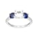 Lab-Created Blue And White Sapphire Three-Stone Ring In Sterling Silver