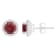 6mm Round Garnet 1/5 ctw Diamond Rhodium Over Sterling Silver Halo Stud Earrings