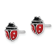Rhodium Over Sterling Silver Enamel Ladybug Children's Post Earrings
