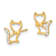14k Yellow Gold Children's Kitten with Cubic Zirconia Tail Stud Earrings