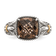Brown Smoky Quartz Sterling Silver with 14K Gold Accent Antiqued Ring