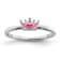 Rhodium Over Sterling Silver Polished Pink Enamel Crown Children's Ring