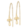 14K Yellow Gold Polished Diamond-Cut Box Chain with Cross Dangle Earrings