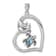 Rhodium Over Sterling Silver Crystal Turtle Heart with Wave Pendant