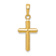 14k Yellow Gold Polished Cross with Stripped Border Pendant