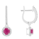 5mm Round Ruby 1/4 ctw Diamond Rhodium Over Sterling Silver Halo Dangle Earrings