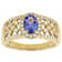 Tanzanite Oval And White Zircon Ring In 18K Gold Over Sterling Silver 1.37ctw