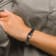 Black Leather and Stainless Steel Antiqued White Bronze Plated 8-inch
Shackle Bracelet