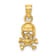 14k Yellow Gold Skull and Cross Bones Pendant