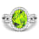 4.24 ctw Oval Green Peridot and Diamond 14K White Gold Split Shank Halo Ring