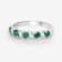 Green Emerald and White Topaz Sterling Silver 5 Stone Band Ring