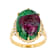Ruby Zoisite Oval And White Zircon Ring In 18K Gold Over Sterling Silver 0.19ctw