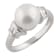 White Cultured Freshwater Pearl Ring Rhodium Over Silver