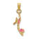 14k Yellow Gold Textured Pink Enameled 3D Open Toe High Heel Charm