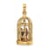 14k Yellow Gold 3D Enamel Bird Cage and Doors with 2 Birds Pendant